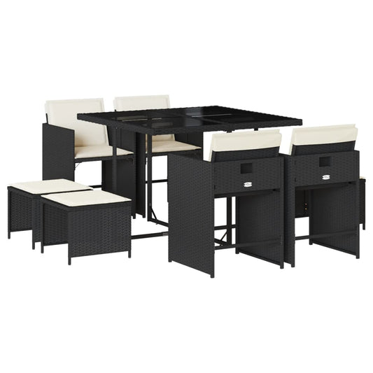 Garden Dining Set Black, Cream White