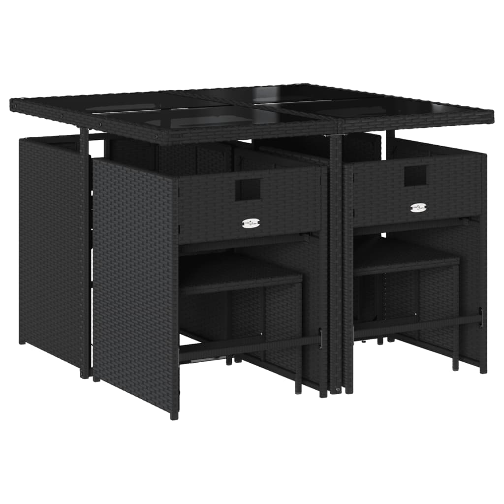 Garden Dining Set Black, Cream White