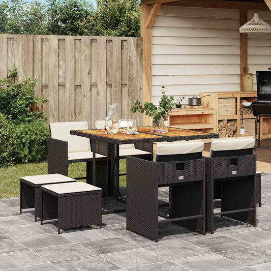 Garden Dining Set Black, Cream White, Brown