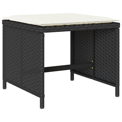 Garden Dining Set Black, Brown Poly Rattan Large Collapsible