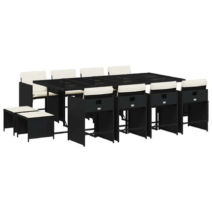 Garden Dining Set Black, Cream White