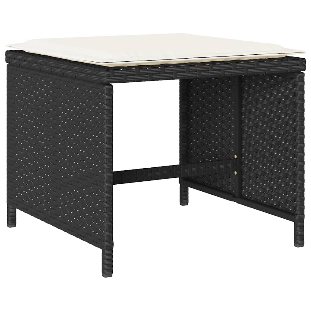 Garden Dining Set Black, Cream White