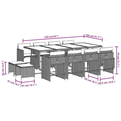 Garden Dining Set Black, Cream White