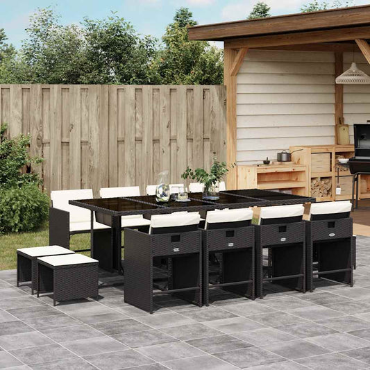 Garden Dining Set Black, Cream White