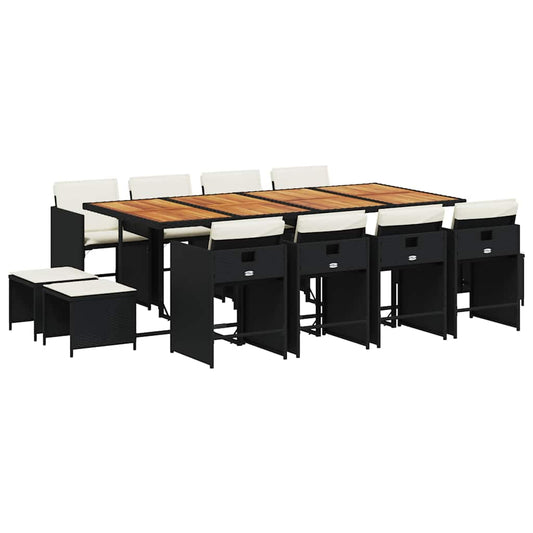 Garden Dining Set Black and brown