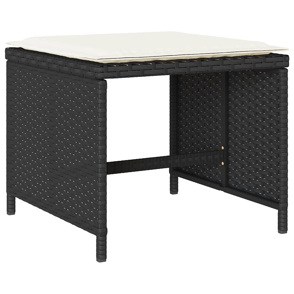 Garden Dining Set Black PE Rattan Large Foldable