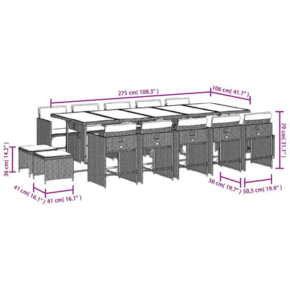 Garden Dining Set Black PE Rattan Large Foldable