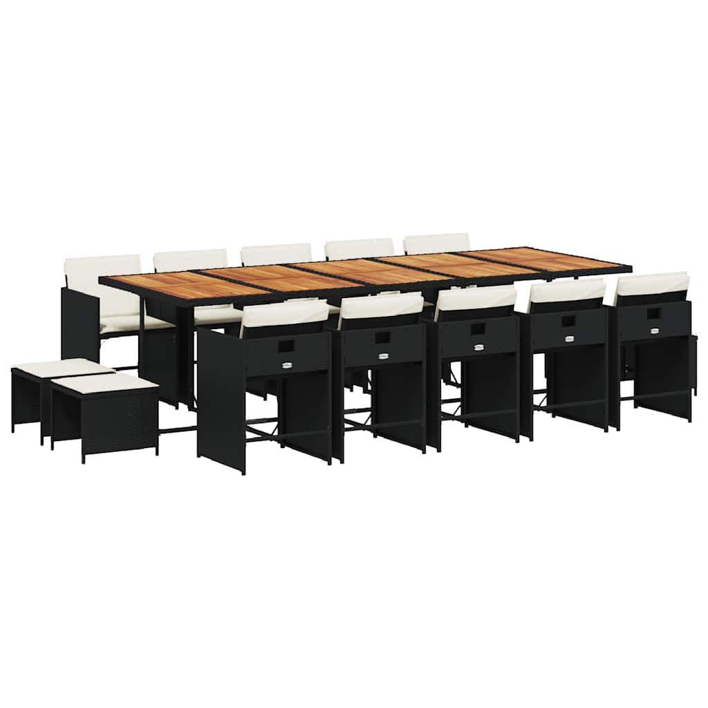 Garden Dining Set Black and Cream