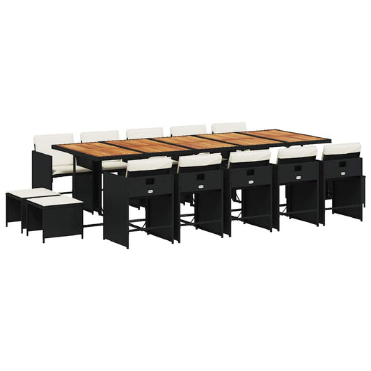 Garden Dining Set Black and Cream