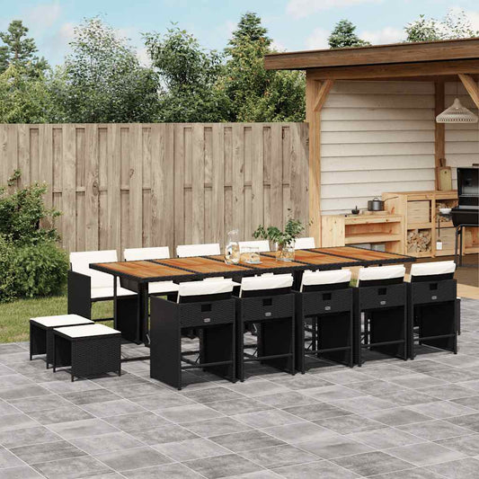Garden Dining Set Black and Cream