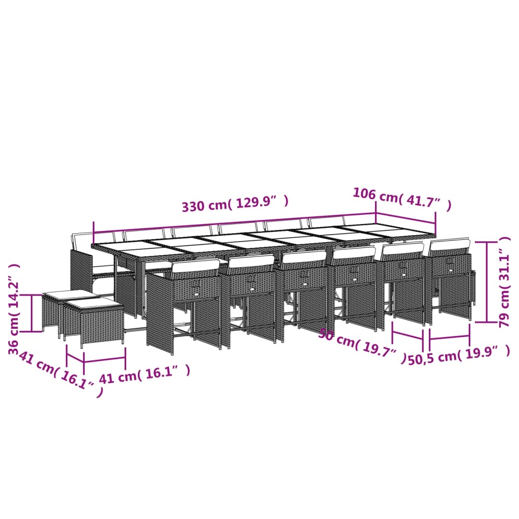 Garden Dining Set Black