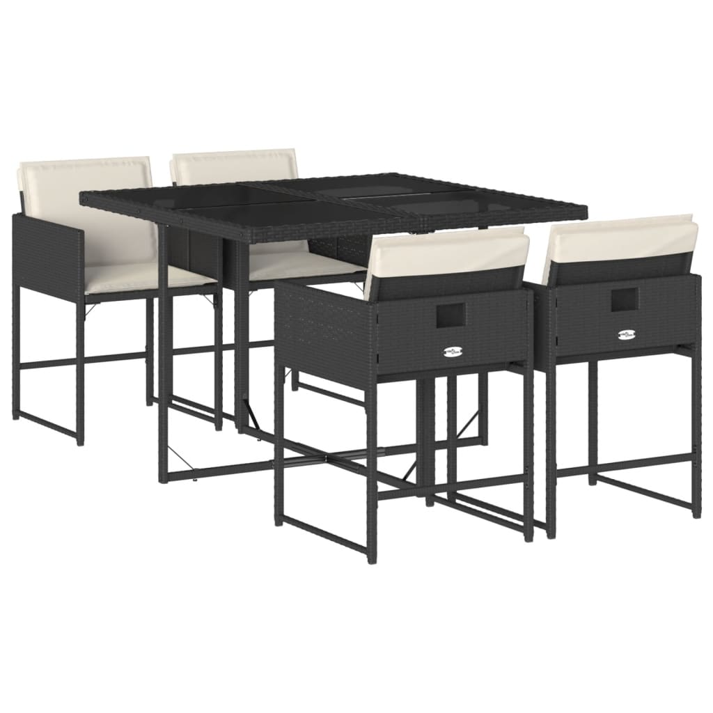 Garden Dining Set Black PE rattan 4-seater Foldable