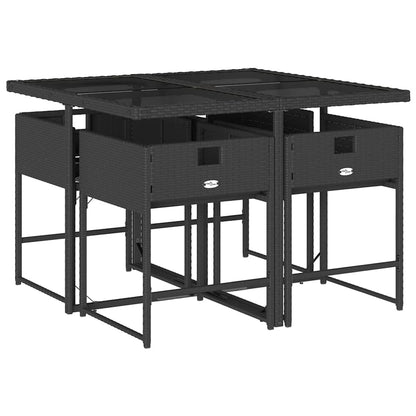 Garden Dining Set Black PE rattan 4-seater Foldable