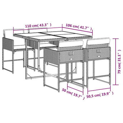 Garden Dining Set Black PE rattan 4-seater Foldable