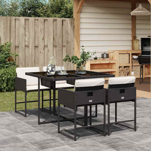 Garden Dining Set Black PE rattan 4-seater Foldable