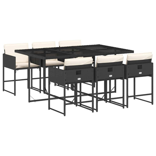 Garden Dining Set Black, Cream White