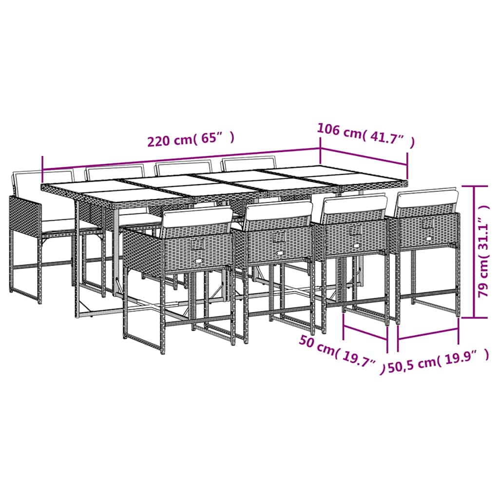 Garden Dining Set Black