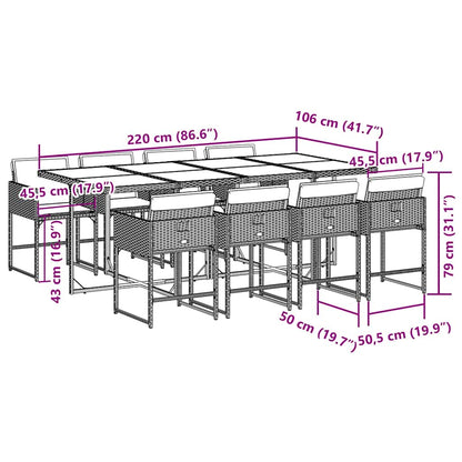 Garden Dining Set Black and Cream White