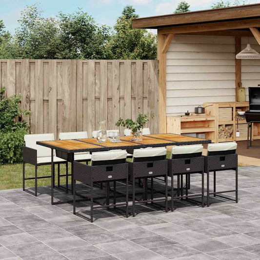 Garden Dining Set Black and Cream White