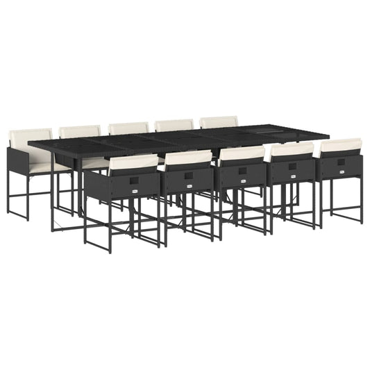 Garden Dining Set Black, Cream White