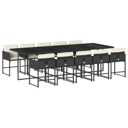 Garden Dining Set Black, Cream White