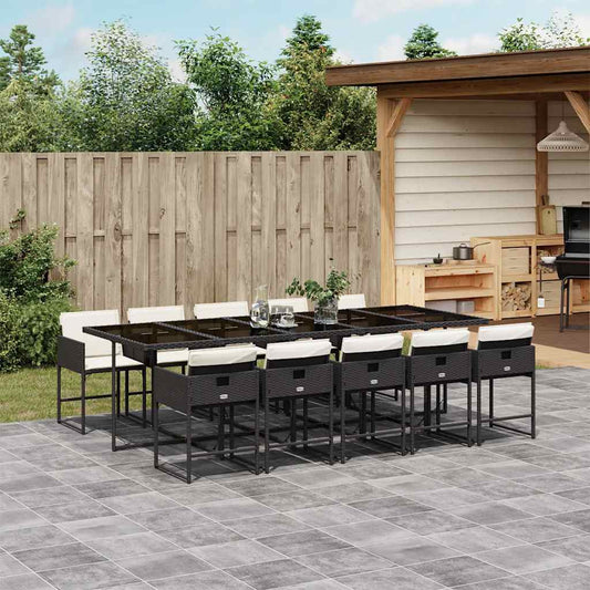 Garden Dining Set Black, Cream White