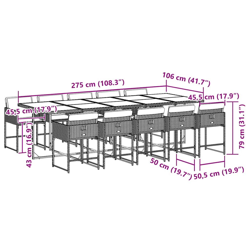 Garden Dining Set Black and brown