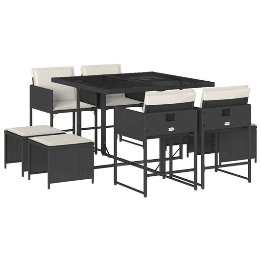 Garden Dining Set Black, cream white