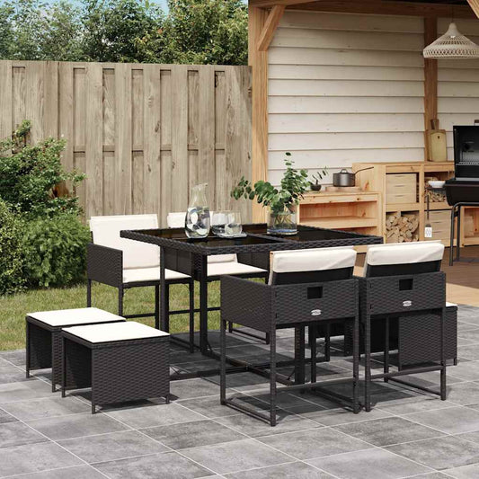 Garden Dining Set Black, cream white