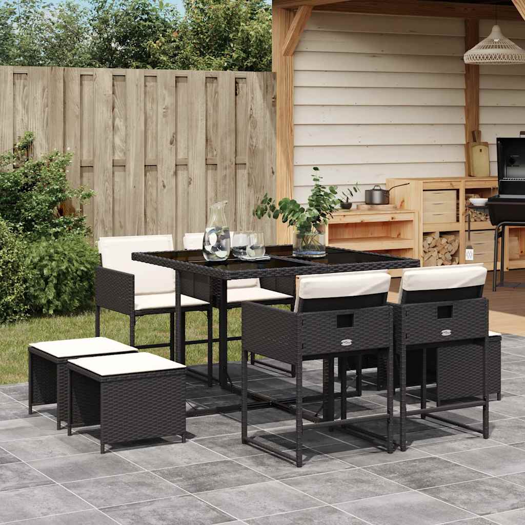 Garden Dining Set Black, cream white