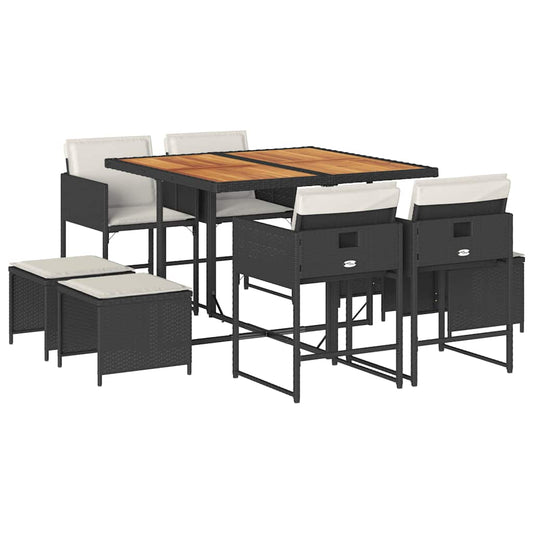 Garden Dining Set Black, Brown, Cream White