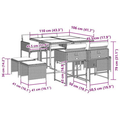 Garden Dining Set Black, Brown, Cream White