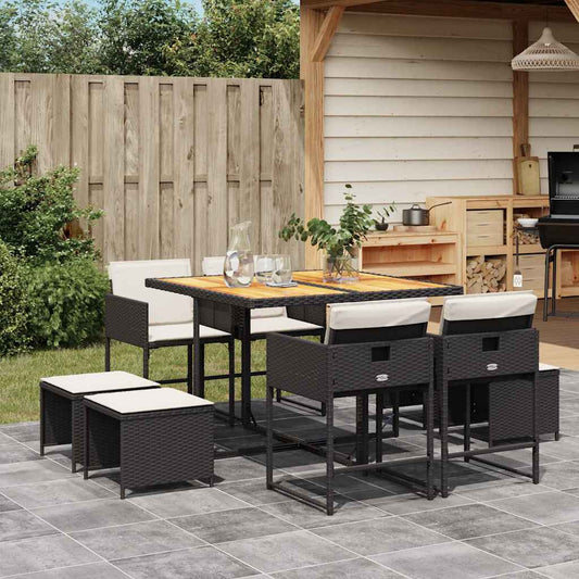 Garden Dining Set Black, Brown, Cream White
