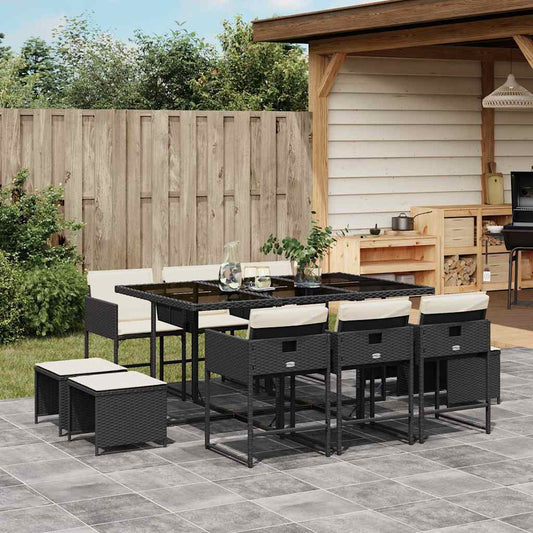 Garden Dining Set Black, Cream white