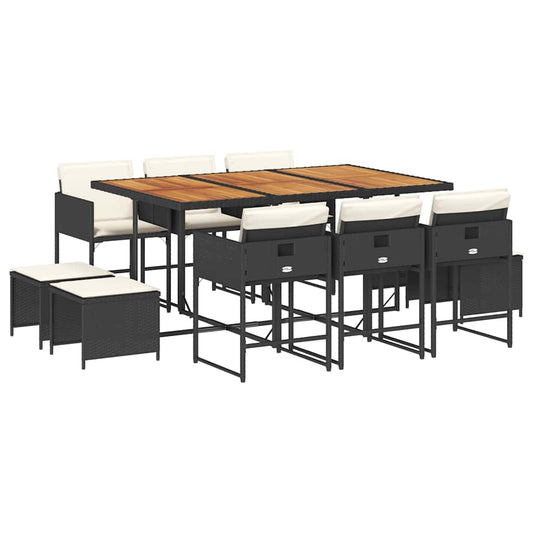 Garden Dining Set Black and cream white
