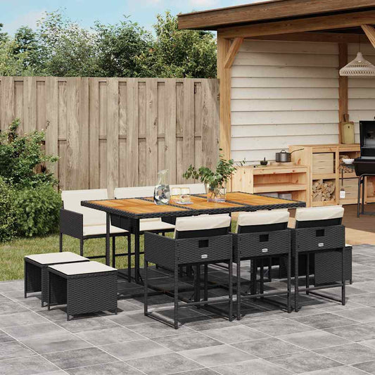 Garden Dining Set Black and cream white