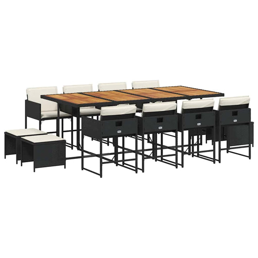 Garden Dining Set Black and brown