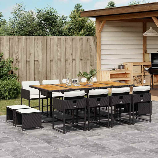 Garden Dining Set Black and brown
