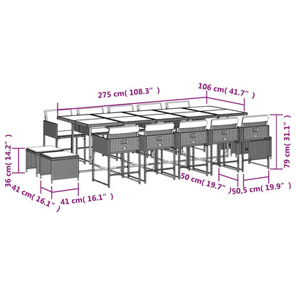 Garden Dining Set Black, Cream White PE Rattan Large