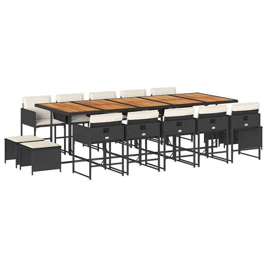 Garden Dining Set Black and brown