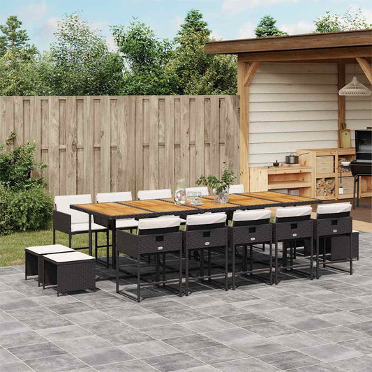 Garden Dining Set Black and brown