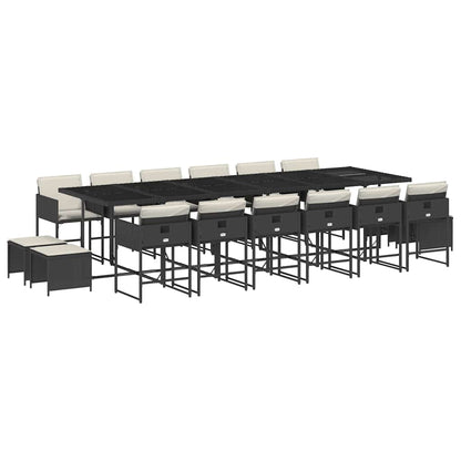 Garden Dining Set Black, Cream White