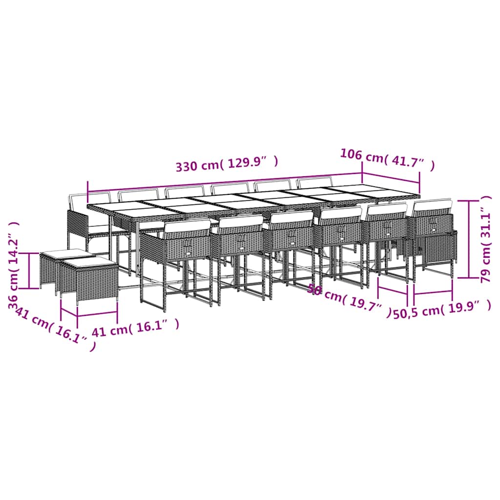 Garden Dining Set Black, Cream White