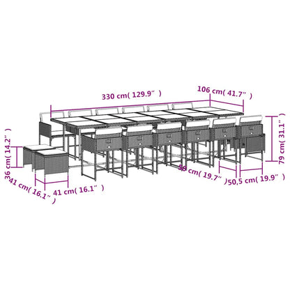 Garden Dining Set Black, Cream White