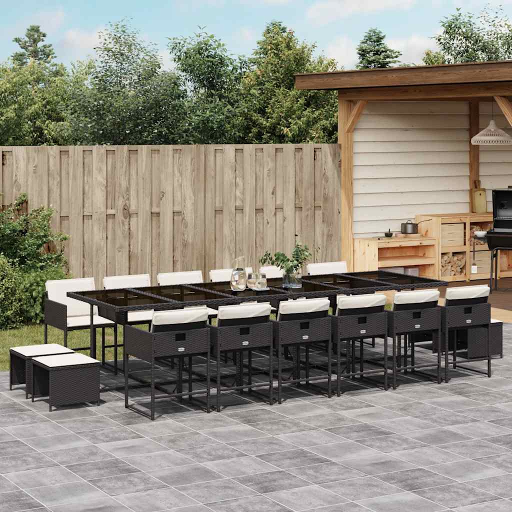 Garden Dining Set Black, Cream White