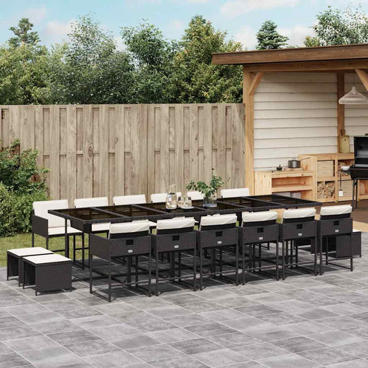 Garden Dining Set Black, Cream White