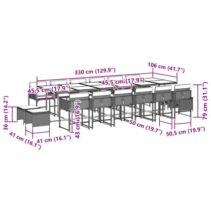 Garden Dining Set Black and Brown