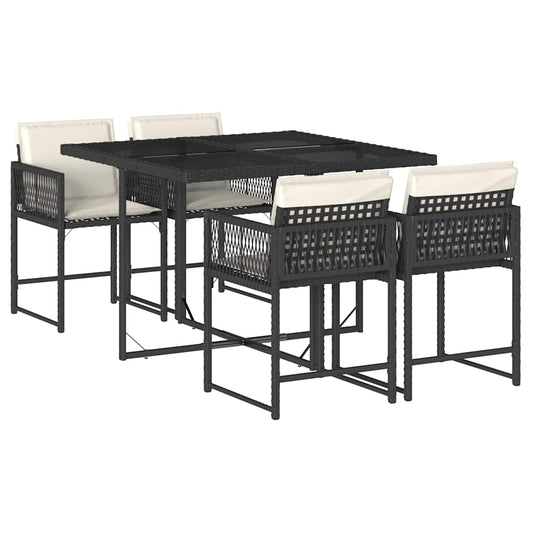 Garden Dining Set Black, Cream White