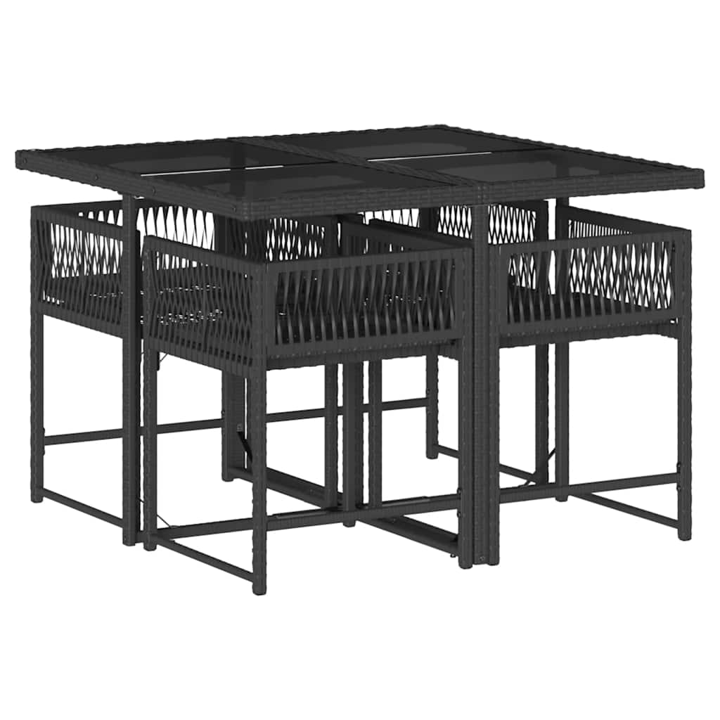 Garden Dining Set Black, Cream White