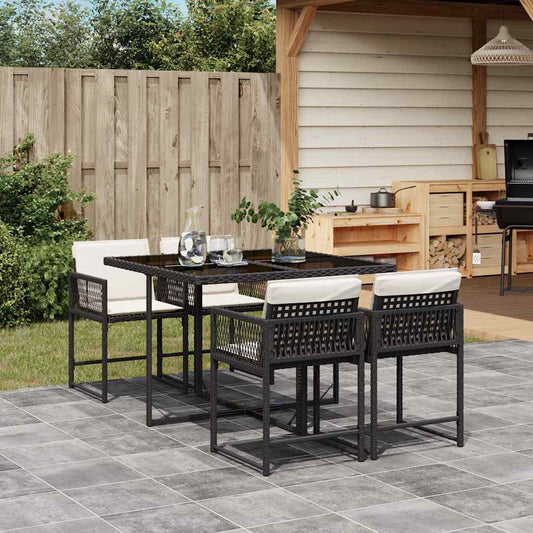 Garden Dining Set Black, Cream White